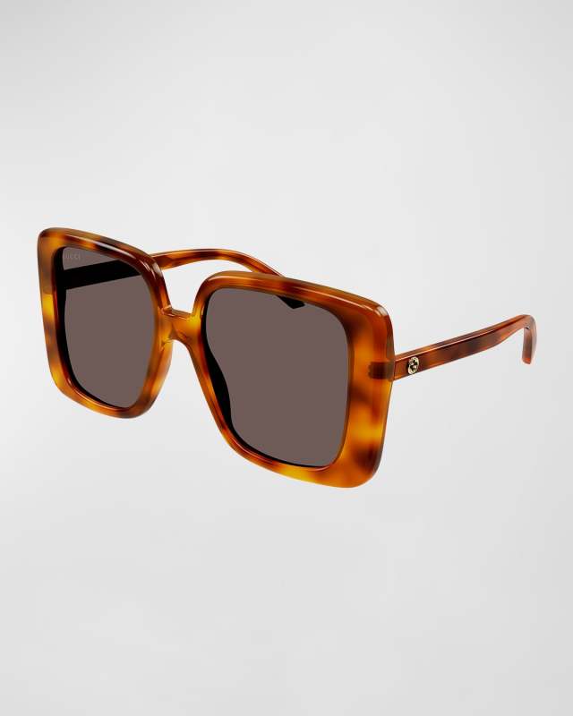 Oversized Square Havana Acetate Sunglasses